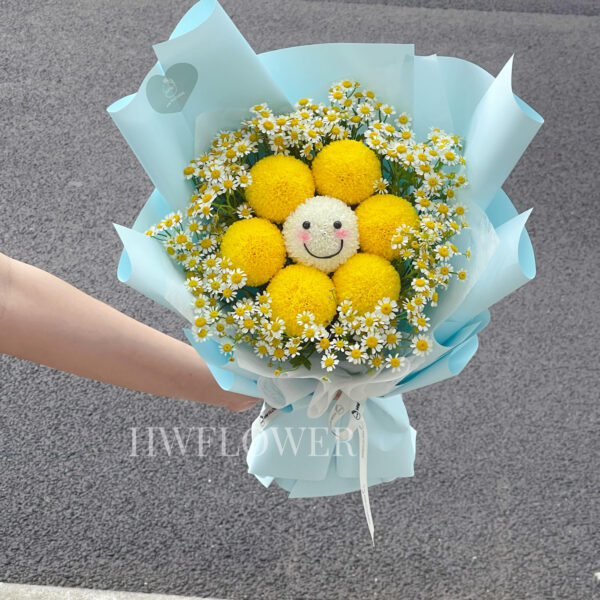 幼稚園畢業花束 / 小學畢業花束：經典鮮花笑哈哈乒乓菊 | HWFLOWER 香港花店