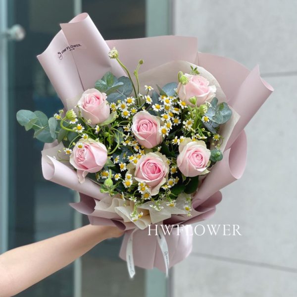 6支粉紅玫瑰花束｜Pink Rose Bouquet｜生日紀念日花束推薦